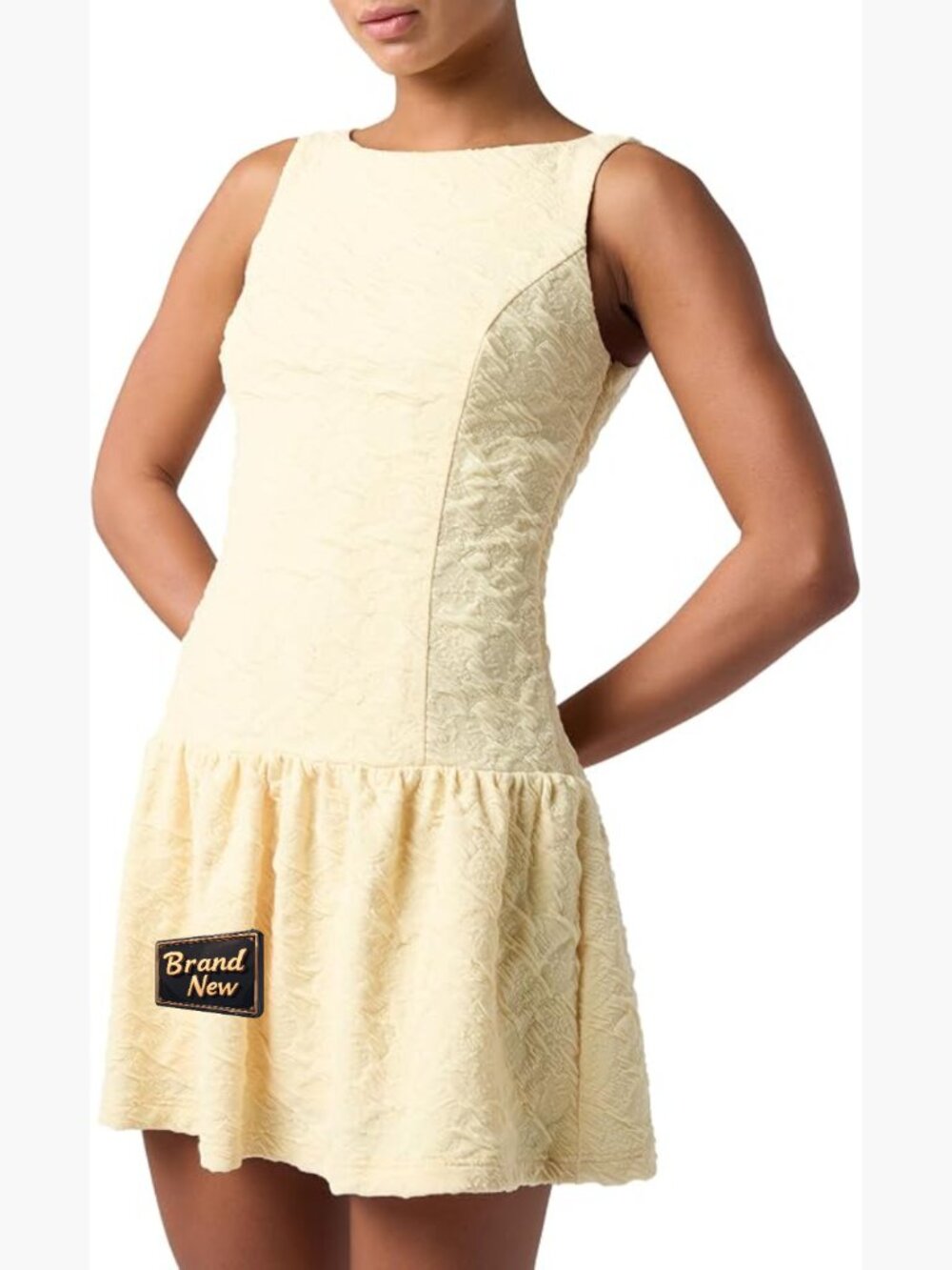 Women's Casual Empire Waist Mini Dress with V-Back